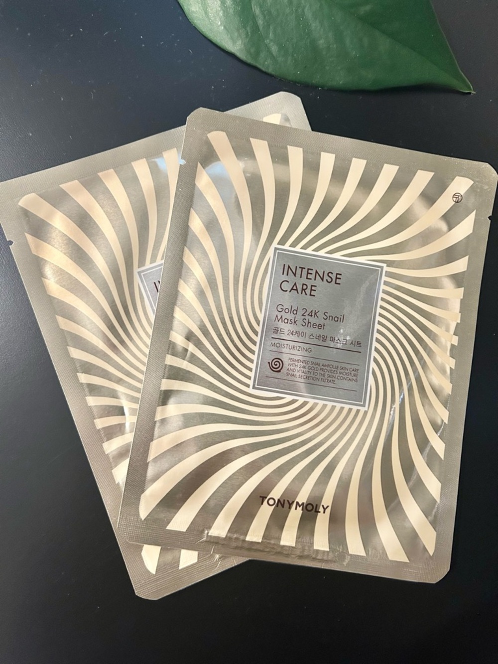 Set of 2 Tony Moly Intense Care Gold 24K Snail Moisturizing Mask Sheet for Face